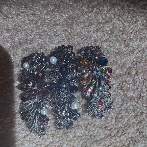 Multicolor Crystal Leaf Statement hair clip- Women Jewelry